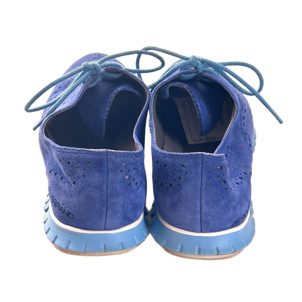 Cole Haan ZeroGrand Shoes Womens 8.5 B Blue Nubuck Leather Wingtip Sneakers - Picture 5 of 9
